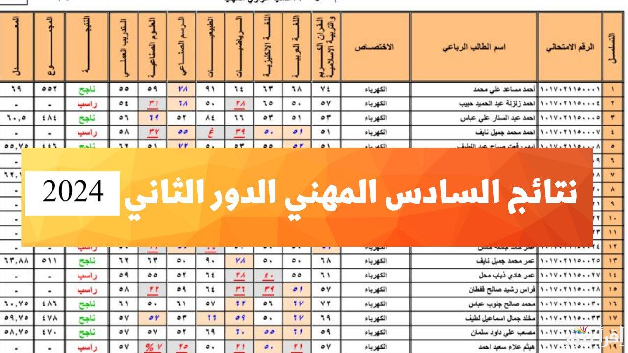رابط نتائج السادس المهني الدور الثاني 2024 بالعراق وخطوات الاستعلام عن النتائج عبر الرابط epedu.gov.iq