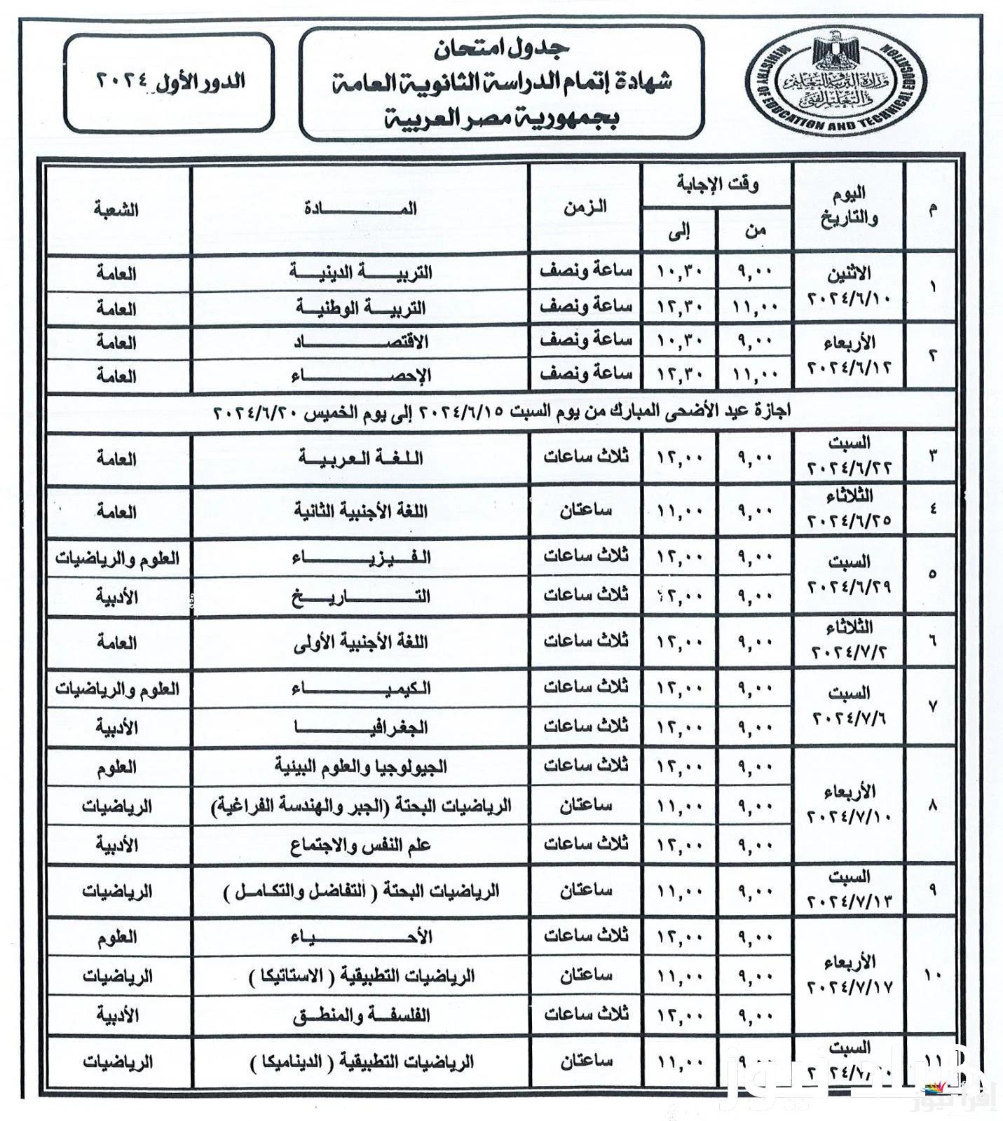 موعد امتحانات الترم الاول 2025 للابتدائي والاعدادي والثانوي وفقا لبيان وزارة التربية والتعليم