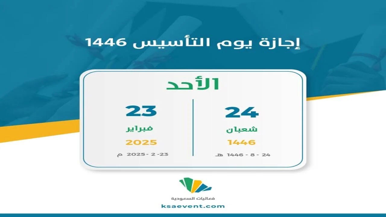 كم يوم؟ .. موعد إجازة يوم التأسيس السعودي 2025 للقطاع الخاص والعام والفعاليات الثقافية والرياضية