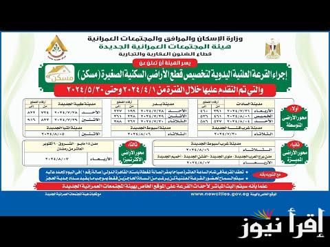 الفائزين هنا.. رابط نتيجة قرعة أراضي مسكن 2025 بالرقم القومي والاسم عبر الموقع الرسمي reserve.newcities.gov.eg