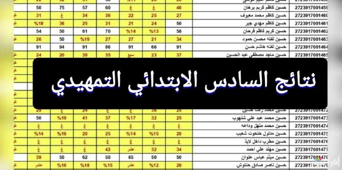 نتائج السادس الابتدائي التمهيدي في العراق 2025.. تم الرفع عموم المحافظات ملفات pdf
