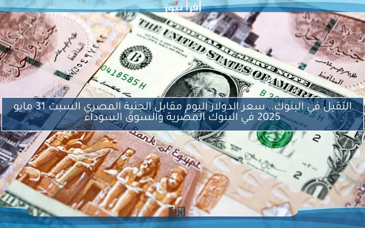 التقيل في البنوك.. سعر الدولار اليوم مقابل الجنية المصري السبت 31 مايو 2025 في البنوك المصرية والسوق السوداء