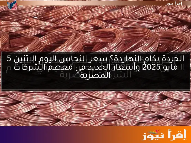 الخردة بكام النهاردة؟ سعر النحاس اليوم الاثنين 5 مايو 2025 وأسعار الحديد في معظم الشركات المصرية