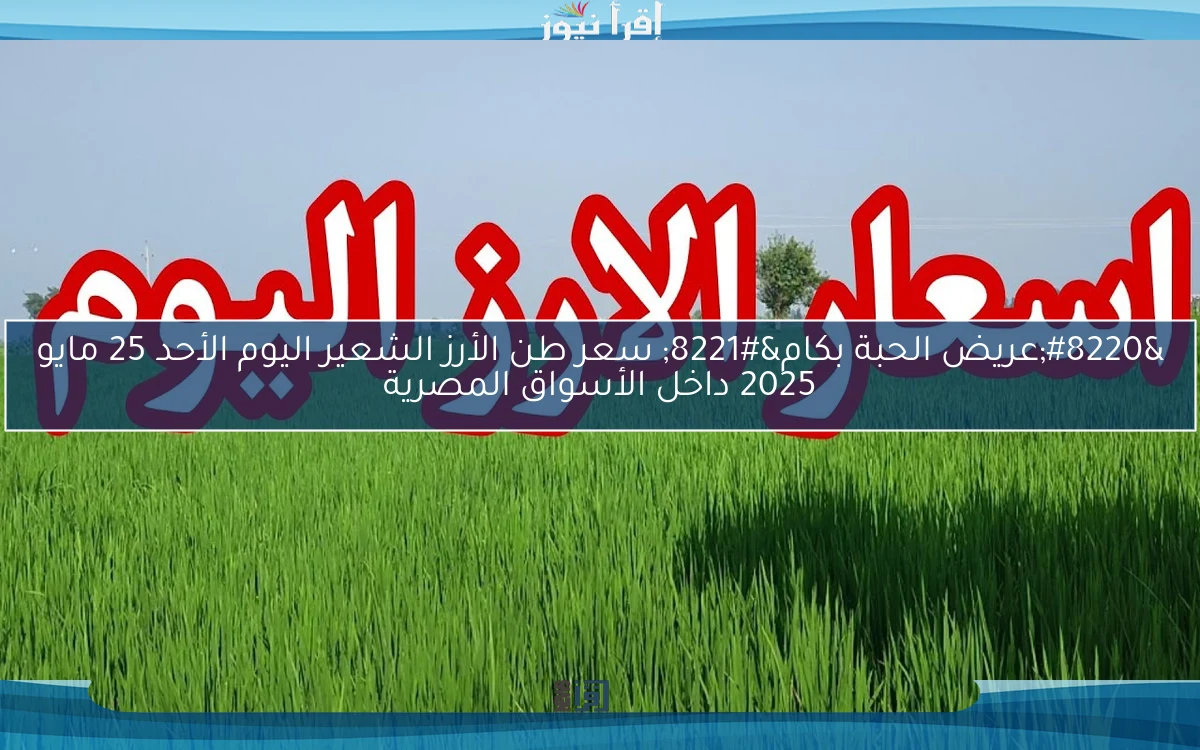 “عريض الحبة بكام” سعر طن الأرز الشعير اليوم الأحد 25 مايو 2025 داخل الأسواق المصرية