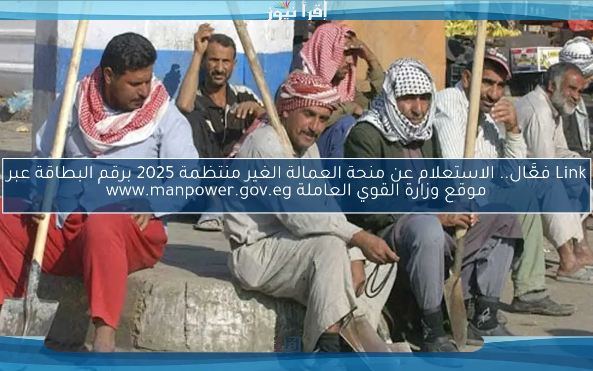 ‎Link فعَّال.. الاستعلام عن منحة العمالة الغير منتظمة 2025 برقم البطاقة عبر موقع وزارة القوي العاملة www.manpower.gov.eg