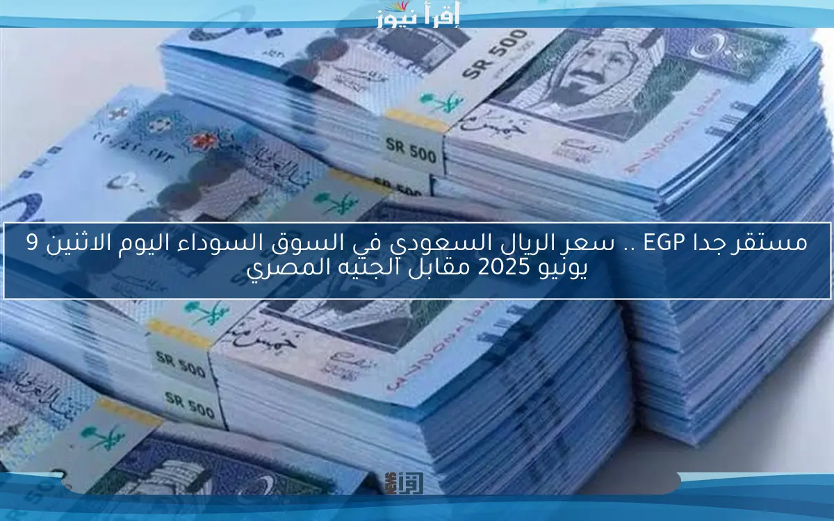 مستقر جدا EGP .. سعر الريال السعودي في السوق السوداء اليوم الاثنين 9 يونيو 2025 مقابل الجنيه المصري