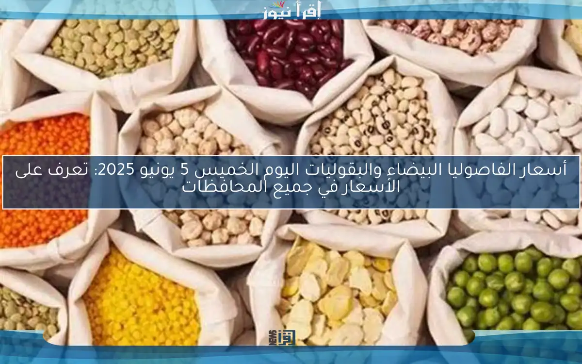 أسعار الفاصوليا البيضاء والبقوليات اليوم الخميس 5 يونيو 2025: تعرف على الأسعار في جميع المحافظات