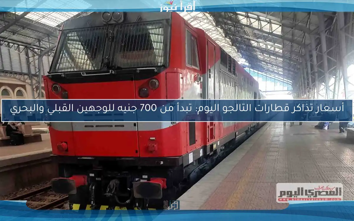 أسعار تذاكر قطارات التالجو اليوم: تبدأ من 700 جنيه للوجهين القبلي والبحري