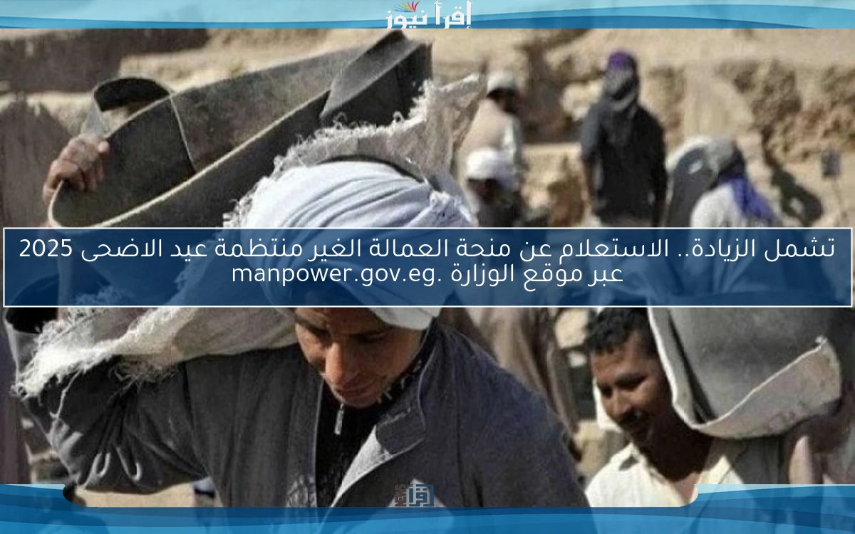 تشمل الزيادة.. الاستعلام عن منحة العمالة الغير منتظمة عيد الاضحى 2025 عبر موقع الوزارة .manpower.gov.eg