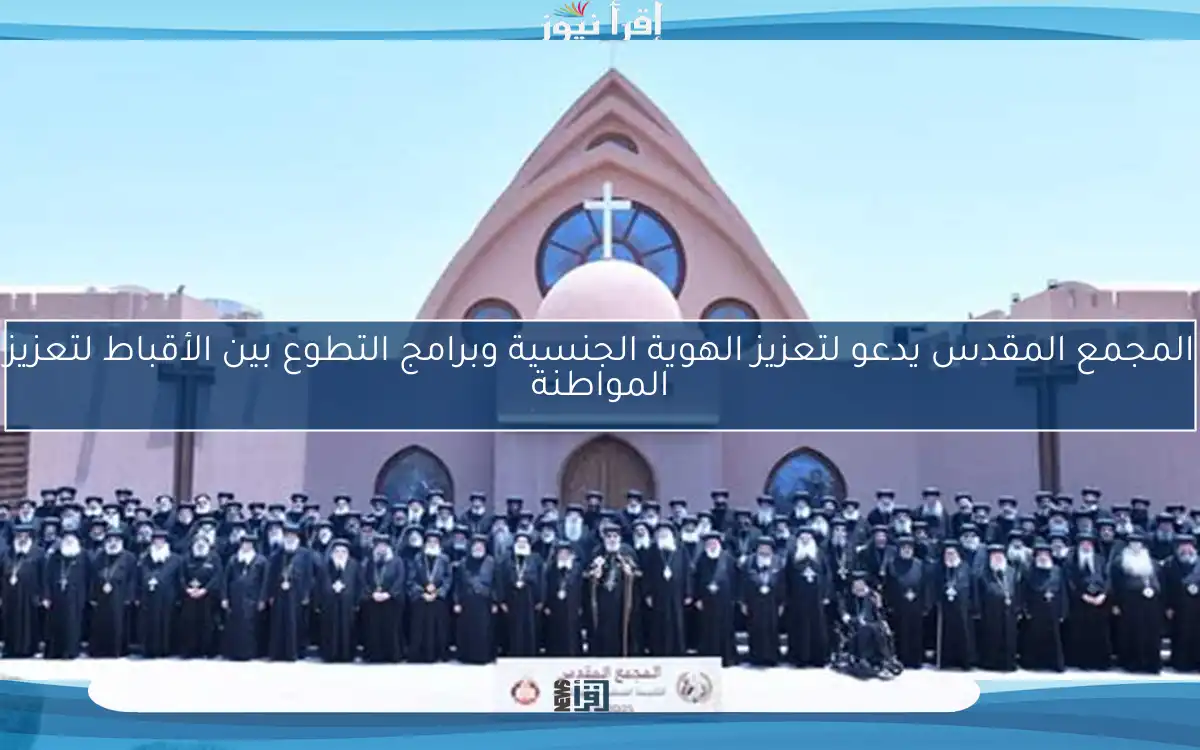 المجمع المقدس يدعو لتعزيز الهوية الجنسية وبرامج التطوع بين الأقباط لتعزيز المواطنة