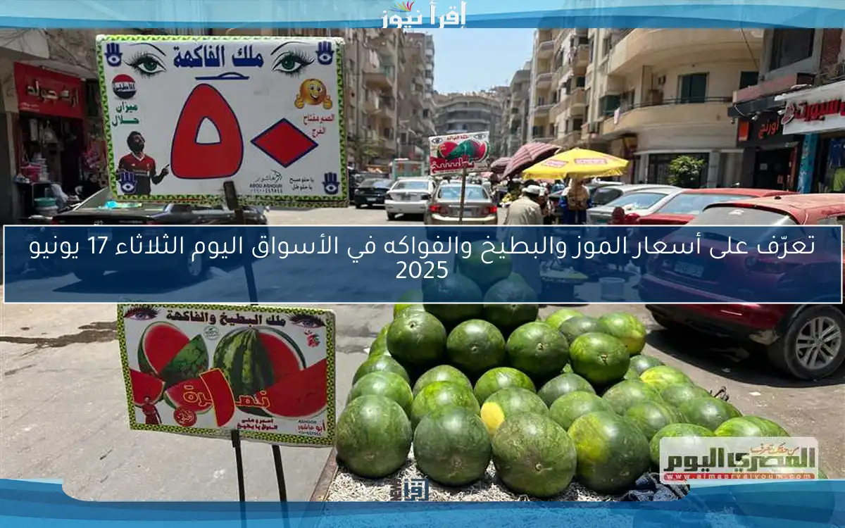 تعرّف على أسعار الموز والبطيخ والفواكه في الأسواق اليوم الثلاثاء 17 يونيو 2025
