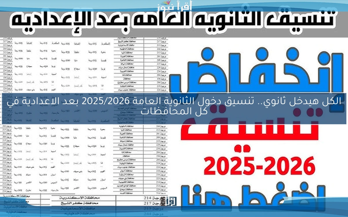 الكل هيدخل ثانوي.. تنسيق دخول الثانوية العامة 2025/2026 بعد الاعدادية في كل المحافظات