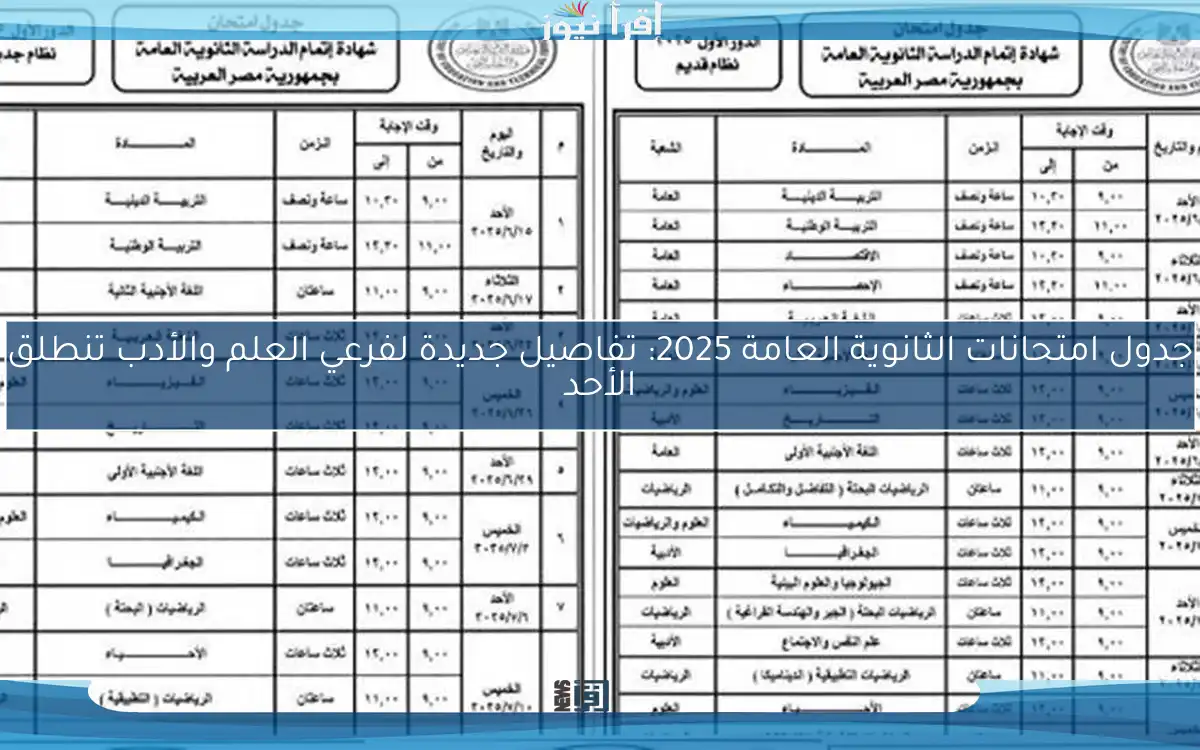 جدول امتحانات الثانوية العامة 2025: تفاصيل جديدة لفرعي العلم والأدب تنطلق الأحد
