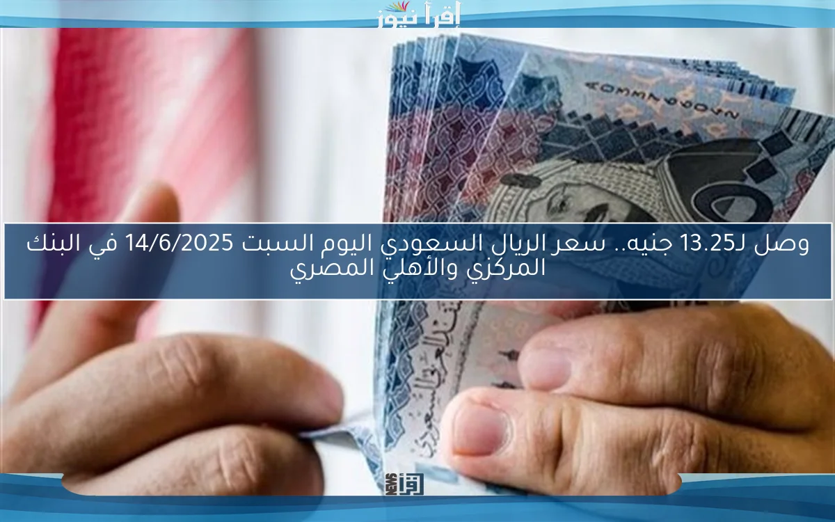 وصل لـ13.25 جنيه.. سعر الريال السعودي اليوم السبت 14/6/2025 في البنك المركزي والأهلي المصري