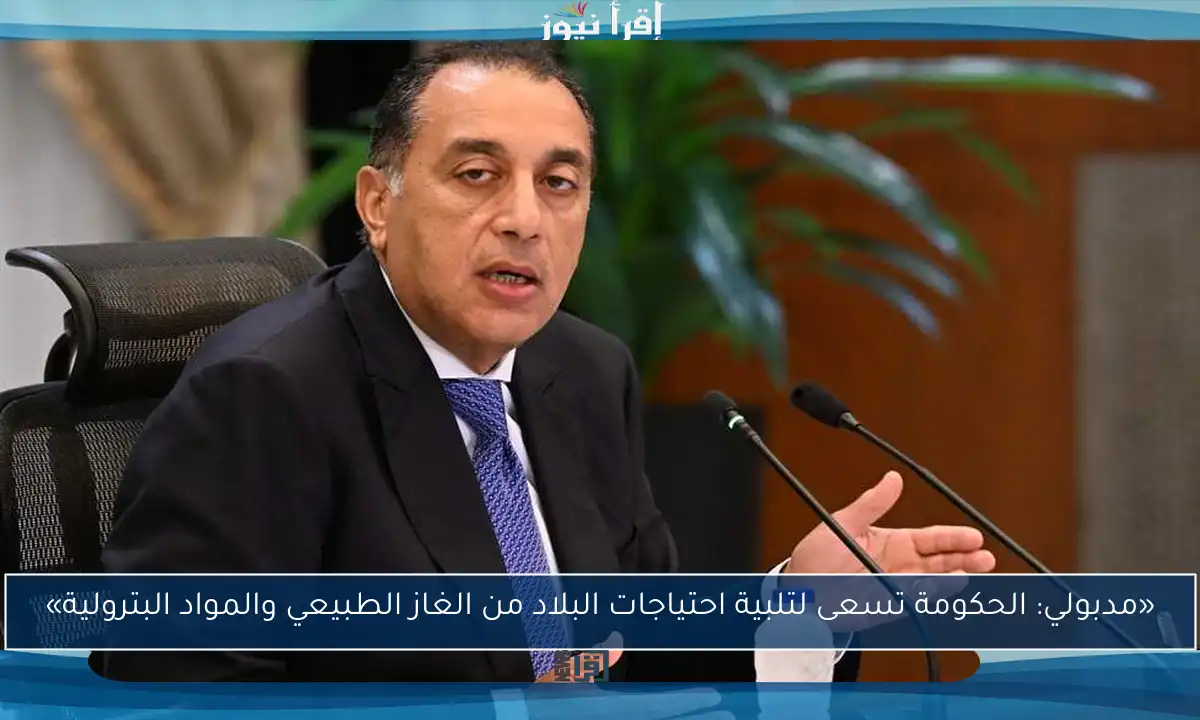 «مدبولي: الحكومة تسعى لتلبية احتياجات البلاد من الغاز الطبيعي والمواد البترولية»
