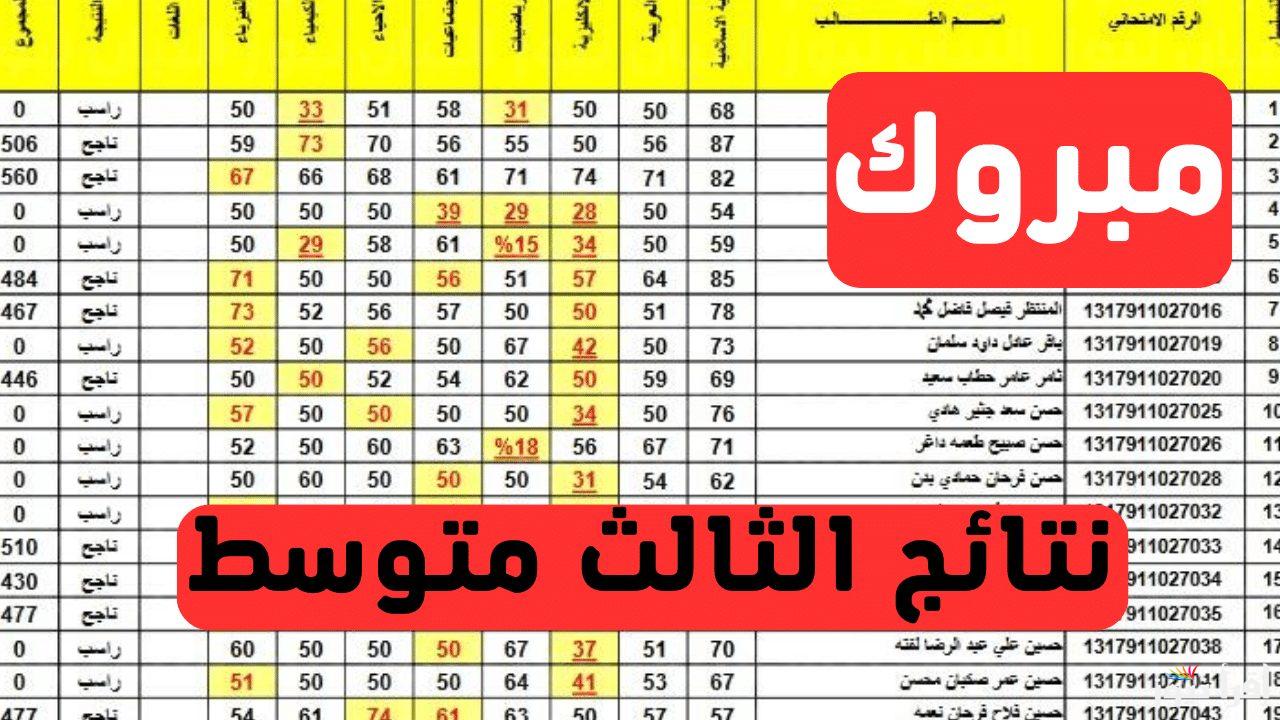 نتائج الثالث متوسط 2025 الدور الأول في العراق بصيغة PDF وروابط مباشرة عموم المحافظات