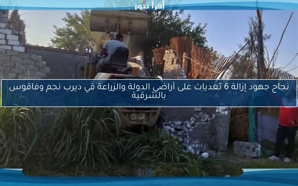 نجاح جهود إزالة 6 تعديات على أراضي الدولة والزراعة في ديرب نجم وفاقوس بالشرقية