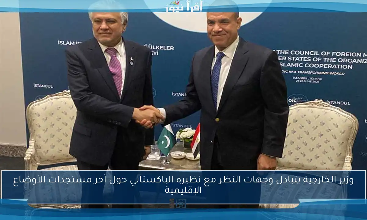 وزير الخارجية يتبادل وجهات النظر مع نظيره الباكستاني حول آخر مستجدات الأوضاع الإقليمية